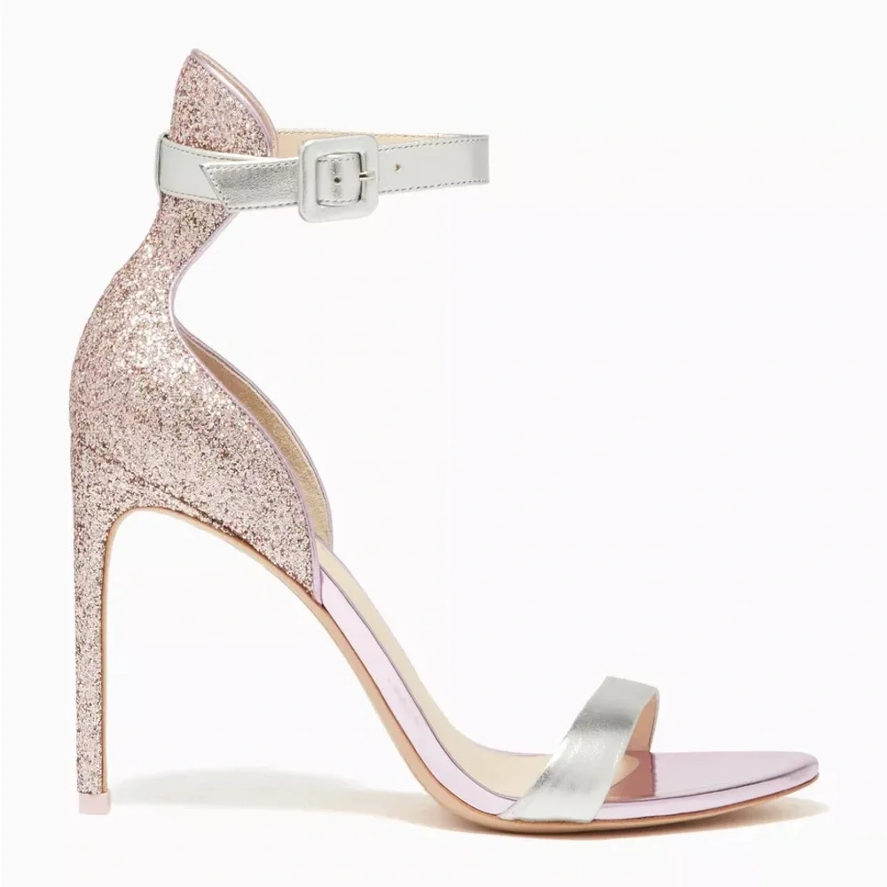 Sophia Webster Pink Glitter-Embellished Nicole Sandals Size 37.5